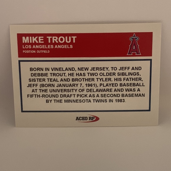 Mike Trout Angels 1989 style ACEO Star Rookie Card (MISC3) - Picture 2 of 2